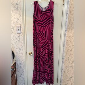 Susan Graver Hot Pink and Black Patterned Maxi Dress